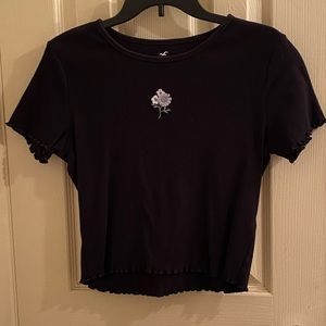 Black cropped top with flower design